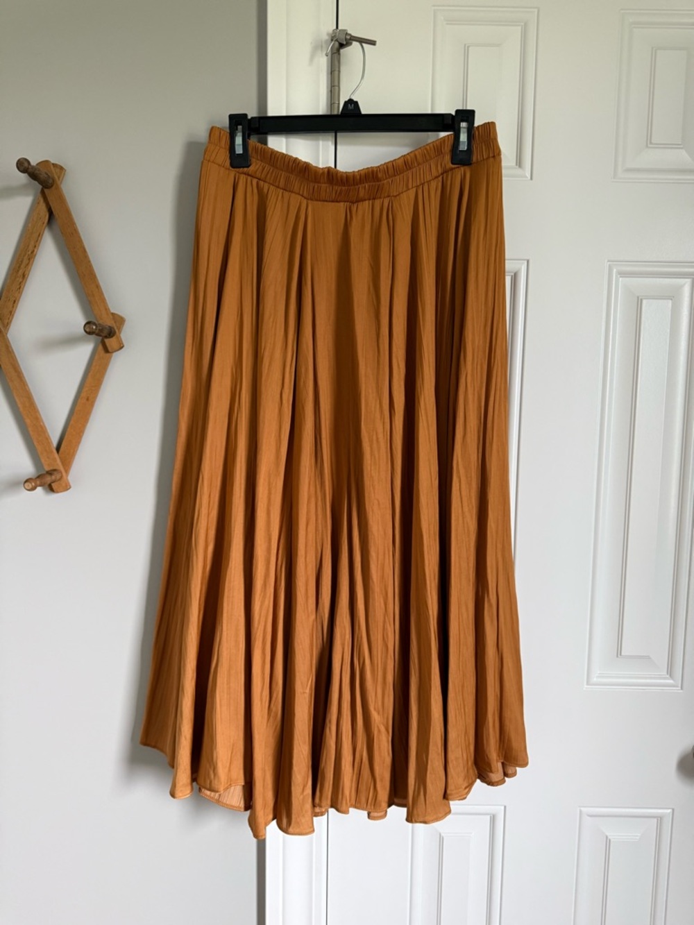 Women's Pleated Maxi Skirt in Burnt Orange